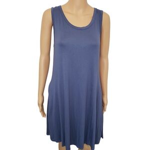 MUNYA5ADD Auselily Blue‎ Casual Midi Dress Pockets Soft Sleeveless Soft Med